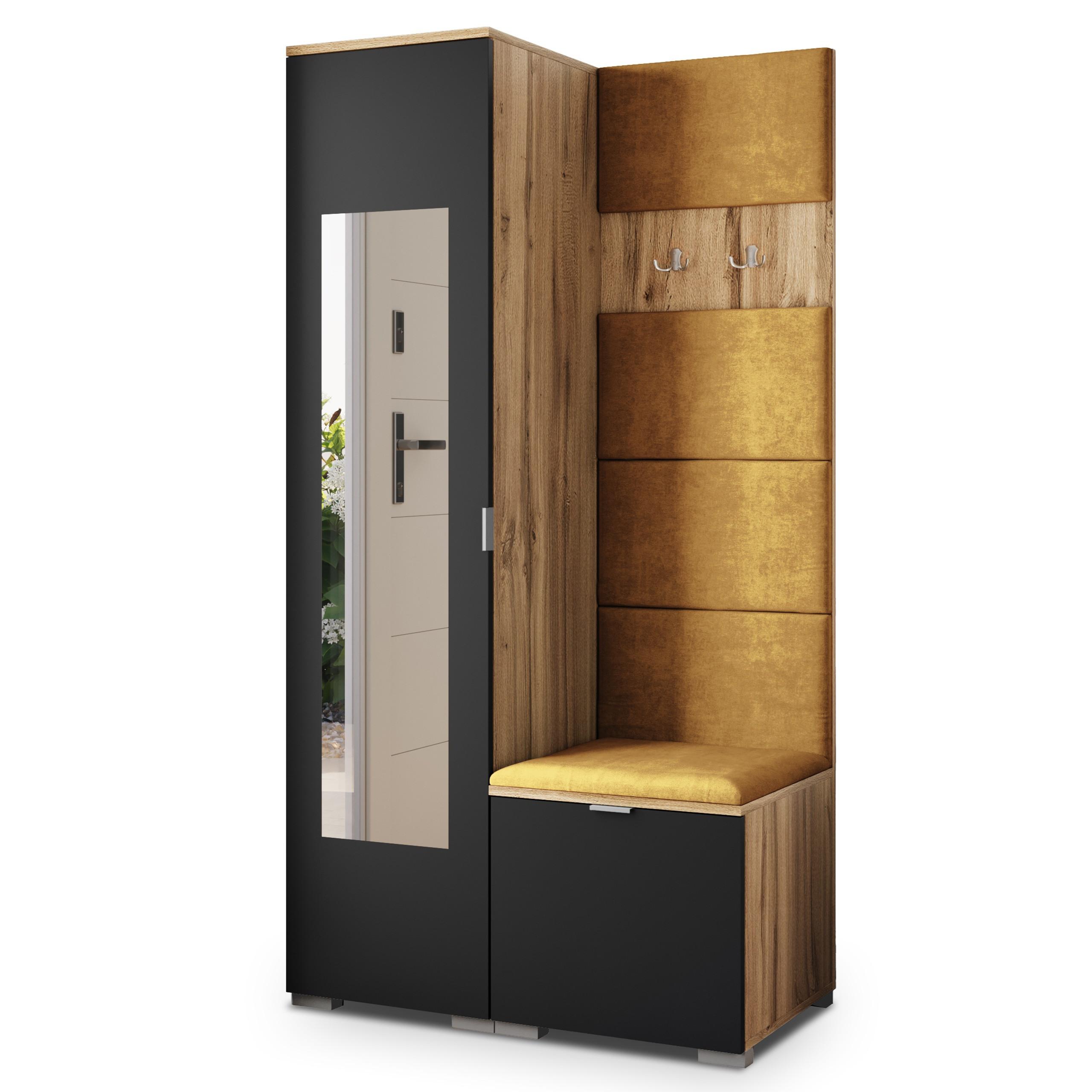 GARDEROBENSCHRANK VIRA 95/181/51 cm Modern Garderobe-Set Eiche Wotan - Gelb/Eiche Wotan, Holzwerkstoff (95/181/51cm) - MASSENO