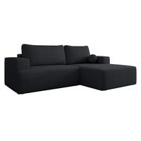 ECKSOFA Mivo Cord, Seite: Rechts - Schwarz, Holz/Kunststoff (266/163cm) - MIRJAN24