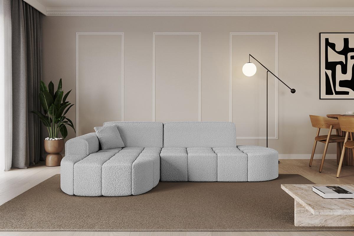 ECKSOFA Ottomane Links LIVO-L1 - 252x173x79,5 cm Hellgrau - Hellgrau, Holzwerkstoff/Textil (252/173cm) - ALTDECOR