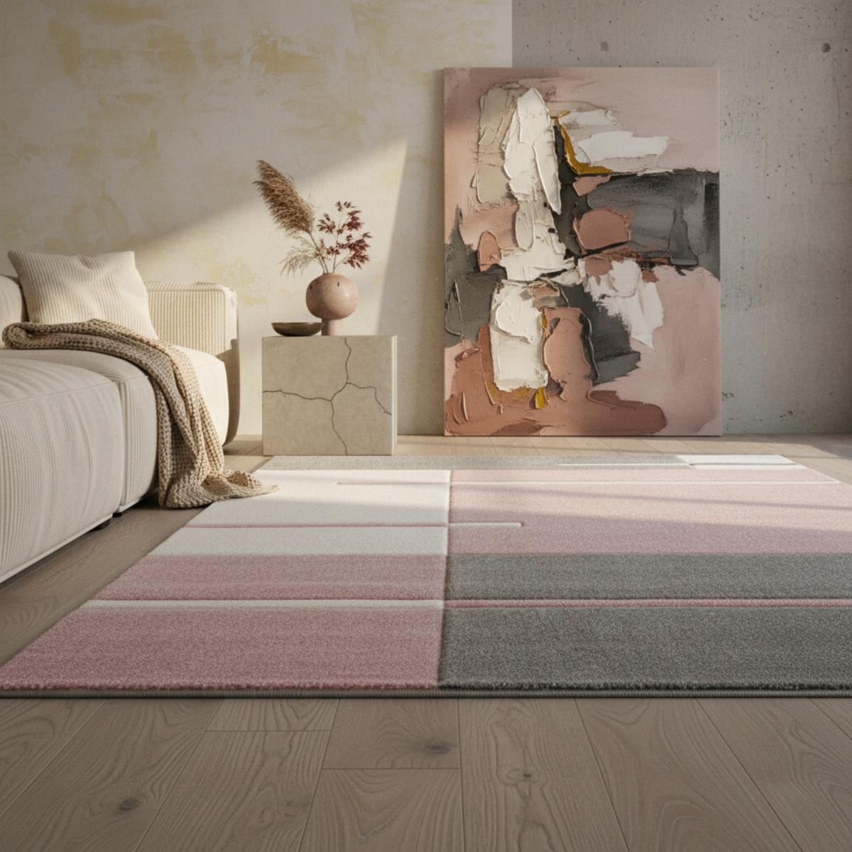 KURZFLORTEPPICH LATEMAR, kariert, Rosa, 120 x 170 cm - Rosa, Textil (170/120cm) - KADIMA DESIGN