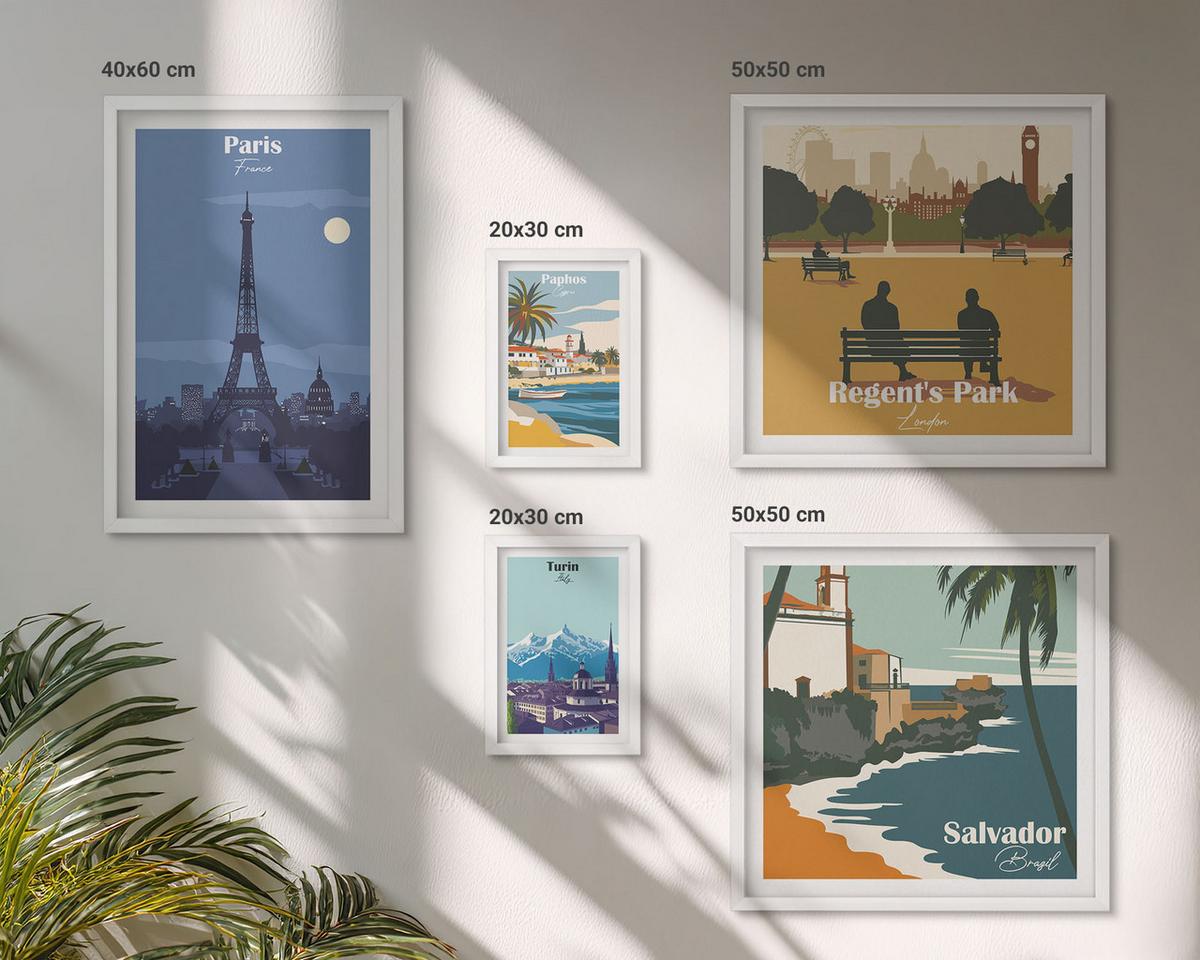 BILDER SET 5er Set - 50x50 cm & 20x30 cm & 40x60 cm Weißer Rahmen - Touristische Küstenlandschaften - Weiß, Kunststoff (40/60cm) - TULUP