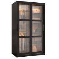 SCHWEBETÜRENSCHRANK 200/100/62 2-türig - Schwarz, Holz/Kunststoff (100/200/62cm) - Abiks Möbel