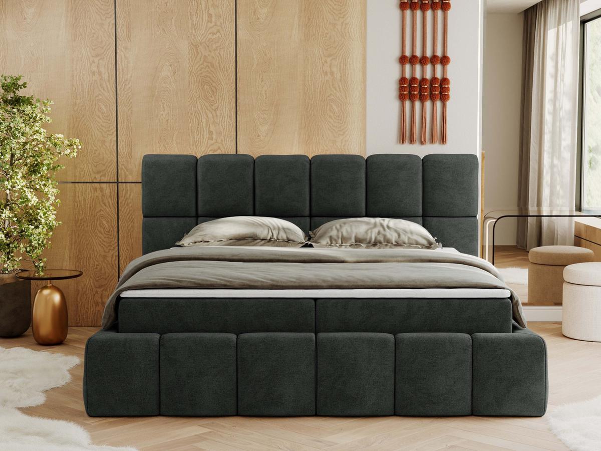 BOXBETT NIRA 180/200 - Dunkelgrau Strukture - H4 - Dunkelgrau, Holz/Textil (180/200cm) - MKS