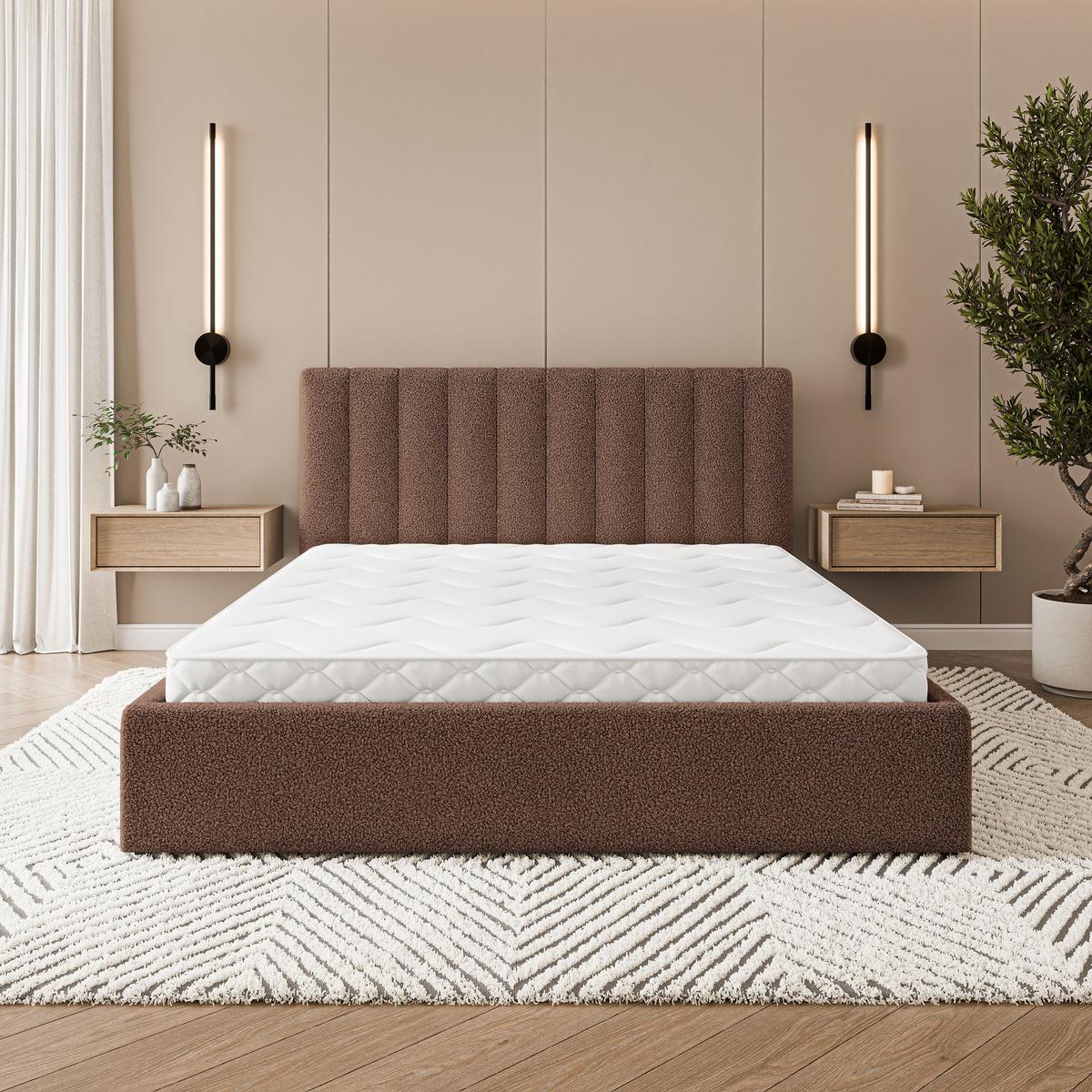 POLSTERBETT DEMERA Q 200x200 cm mit Bettkästen - Braun - Braun, Holz (200/200cm) - MASSENO