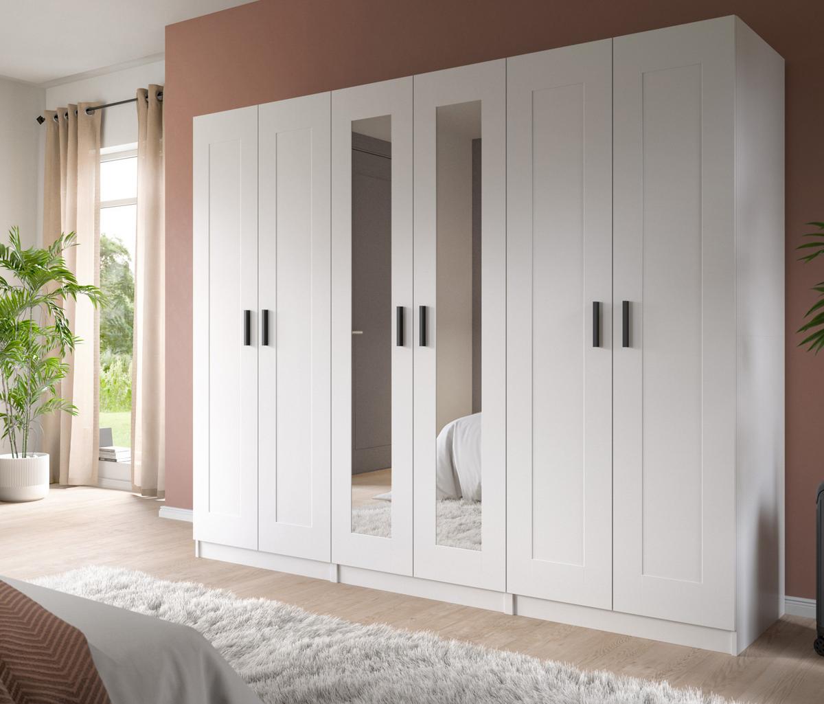 KLEIDERSCHRANK in weiß 80 x 194 cm, Drehtürenschrank 2-türig skandinavisch - Schwarz/Weiß, Holzwerkstoff/Kunststoff (80/194/56cm) - Inn.Furn