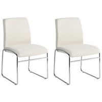 ESSZIMMERSTUHL 2er-Set Stoff Hellbeige Lecco - Beige, Textil (49/85/50cm) - Beliani