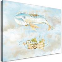 WANDBILD fliegerwal und schiff - Blau, Textil (60/40cm) - Feeby