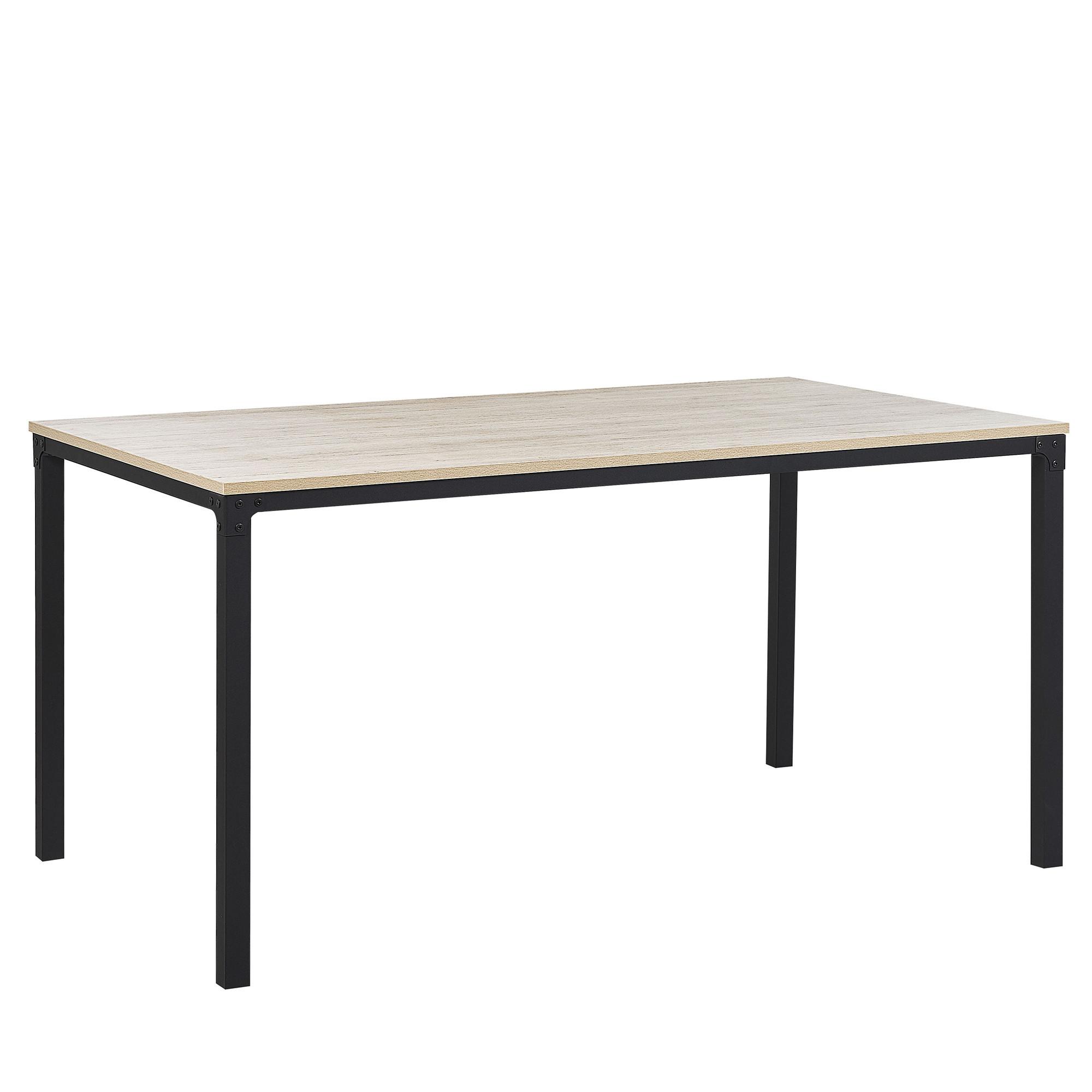 ESSTISCH 150/90/76 cm Hellbraun, Schwarz Rechteckig Hockley - Hellbraun, Holzwerkstoff (150/90/76cm) - Beliani