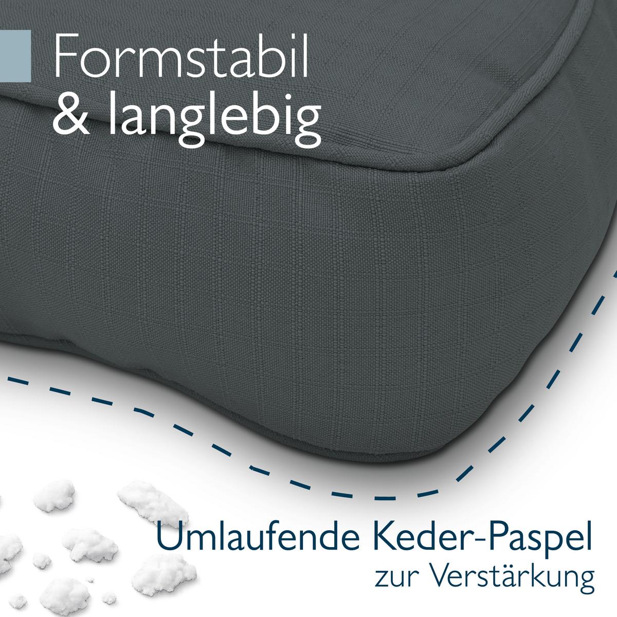 LOUNGEKISSEN Xluna Sitz 40x40x10cm mit Rücken 50x40x12cm Graphitgrau (2tlg) - Graphitfarben, Textil (40/50cm) - Beautissu 