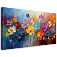 LEINWANDBILD Bunte gemalte Blumen 100x50cm - Multicolor, Textil (100/50cm) - Feeby