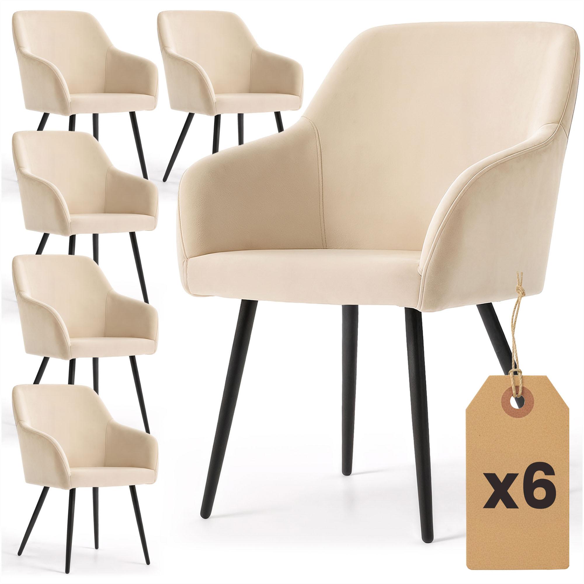 POLSTERSTUHL 6er Set, Metallbeine Beige, Schwarz 54,5/83/58 - Beige/Schwarz, Textil (55/83/51cm) - RAUMHIRSCH FURNITURE