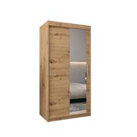SCHWEBETÜRENSCHRANK 200/100/62 2-türig - Silberfarben/Eiche Artisan, Holz/Kunststoff (100/200/62cm) - MÖBEL KRYSPOL