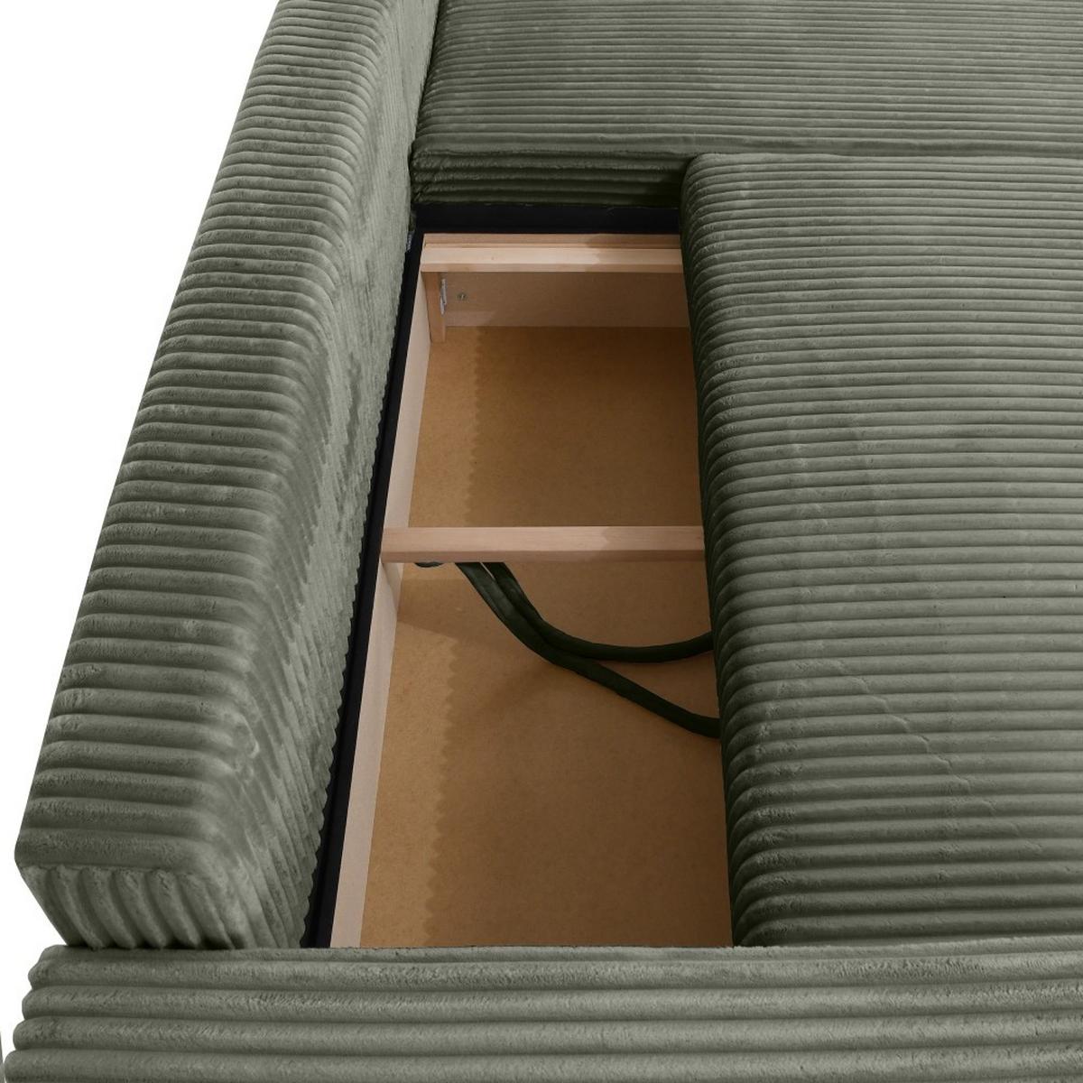 ECKSCHLAFSOFA Porto mit universelle Ottomane, Grün - Schwarz/Grün, Textil (288/190cm) - Beautysofa