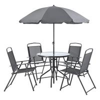 GARTENMÖBEL-SET 6 TLG. Milagro - Dunkelgrau/Schwarz, Glas/Textil - [en.casa]