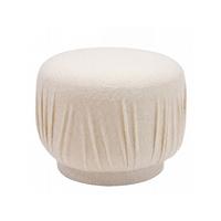 SITZHOCKER AVEN, Stoff, mit Textilbezug, Creme, Ø 50 x 40 cm - Beige/Creme, Textil (50/40/50cm) - KADIMA DESIGN