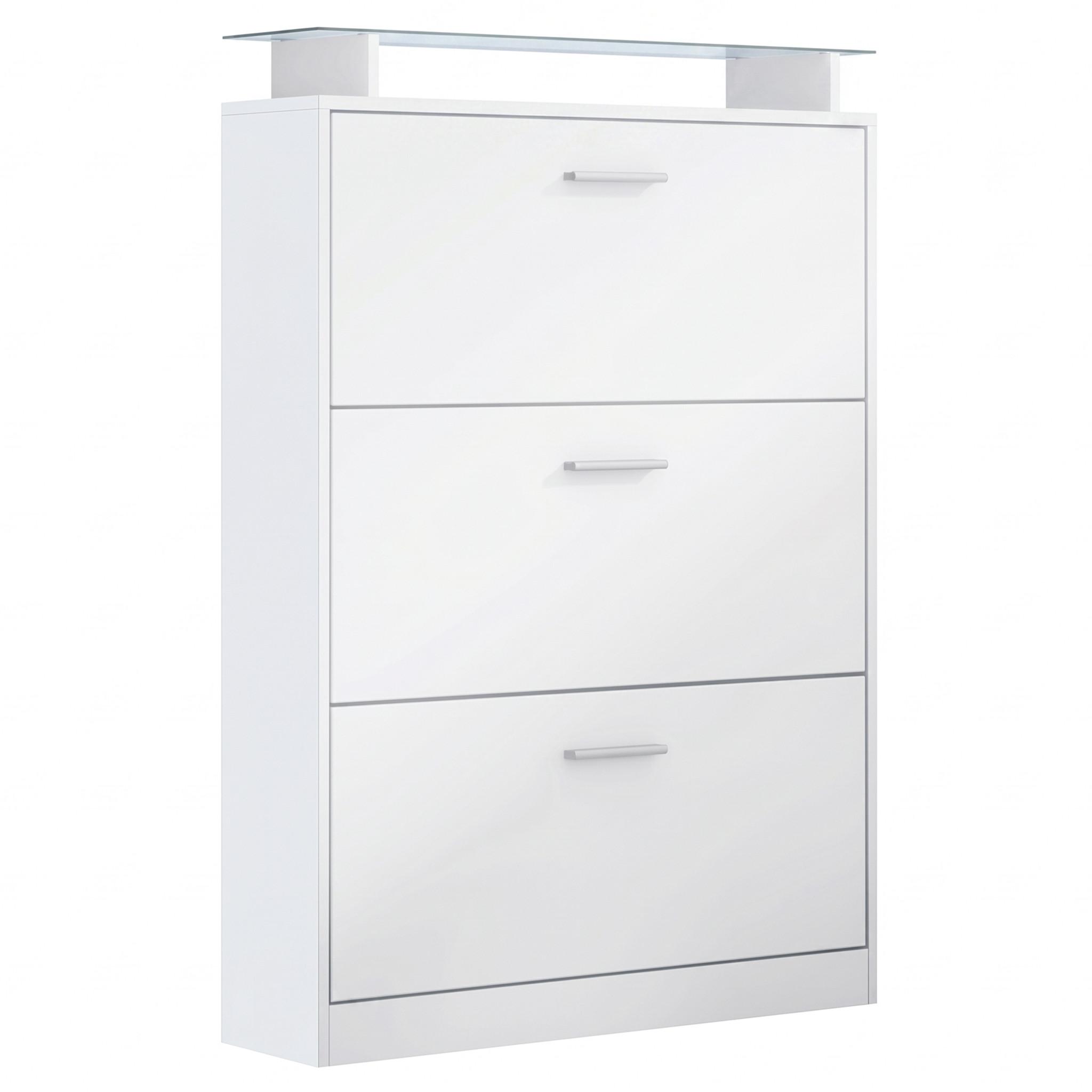 SCHUHSCHRANK Lavia Front in Weiß matt - Weiß, Holzwerkstoff (89/128/23cm) - Vladon