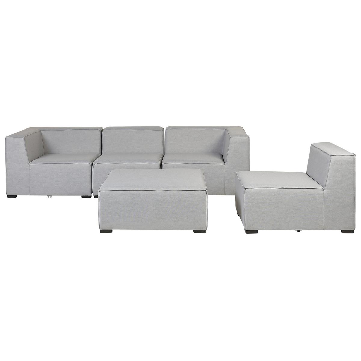 LOUNGE SET 4-Sitzer hellgrau modular Arezzo - Hellgrau, Textil - Beliani