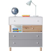 KOMMODE SANNIO 90/90/40cm mit Schubladen Türen Weiß - Weiß, Holzwerkstoff (90/90/40cm) - MASSENO
