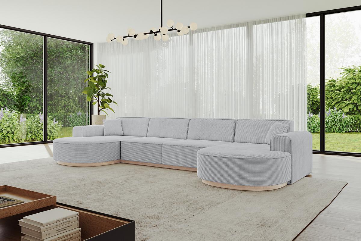 WOHNLANDSCHAFT MARI-U2-v1 - 388x171x83 cm Grau Cord - Grau, Holzwerkstoff/Textil (388/83/171cm) - ALTDECOR