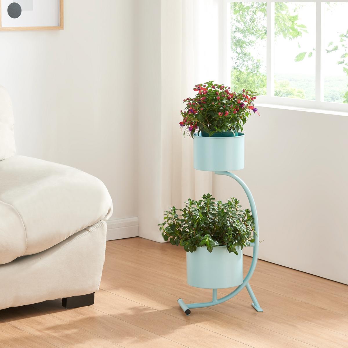 PFLANZENSTÄNDER Almelo - Hellblau, Metall (63cm) - [en.casa]