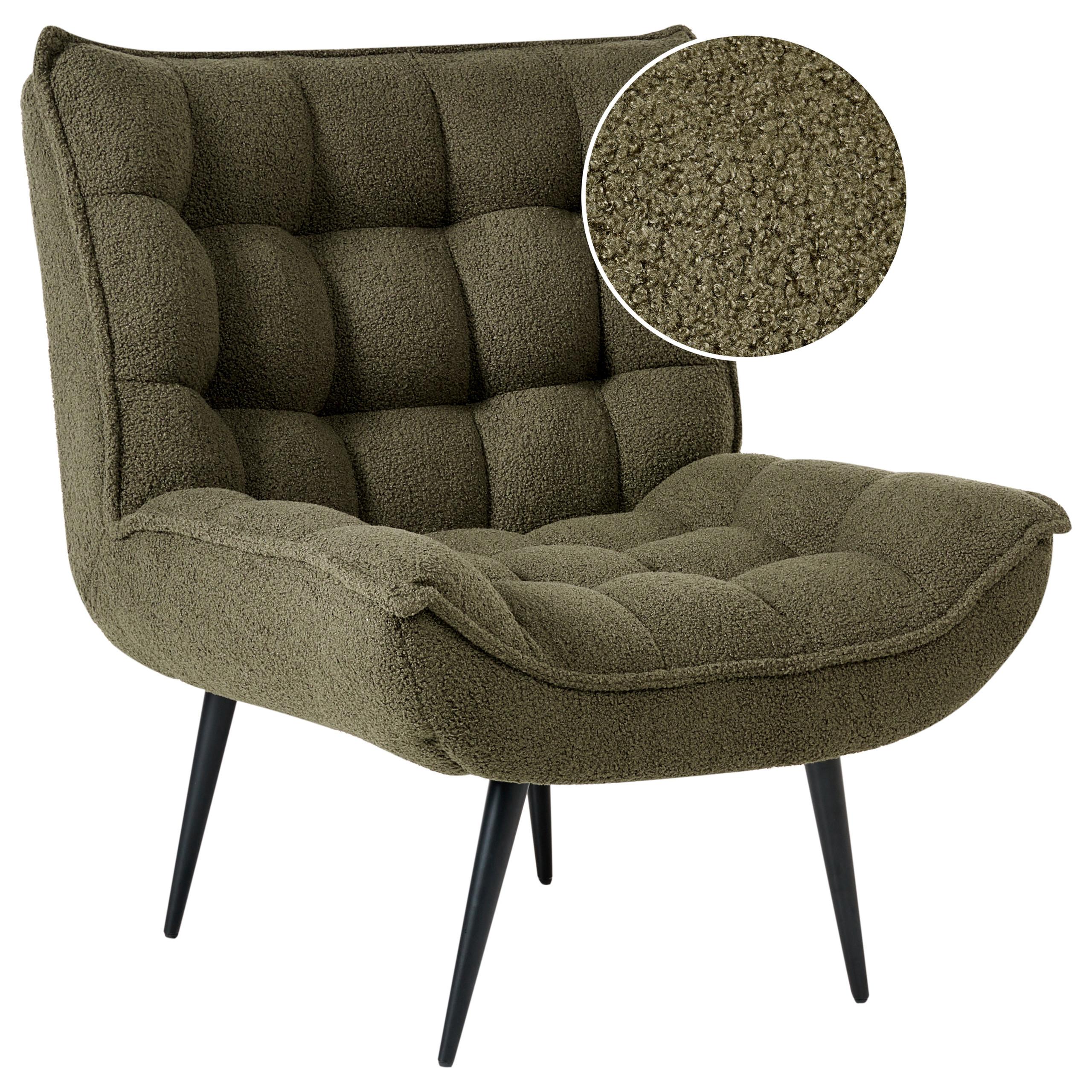 SESSEL Dunkelgrün Alvesta - Dunkelgrün/Schwarz, Textil/Metall (73/92/79cm) - Beliani