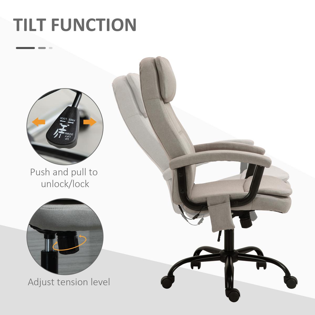 MASSAGEBÜROSTUHL Drehstuhl höhenverstellbar Lendenwirbelsäulenmassage Beige - Beige, Kunststoff (70/121/63cm) - Vinsetto