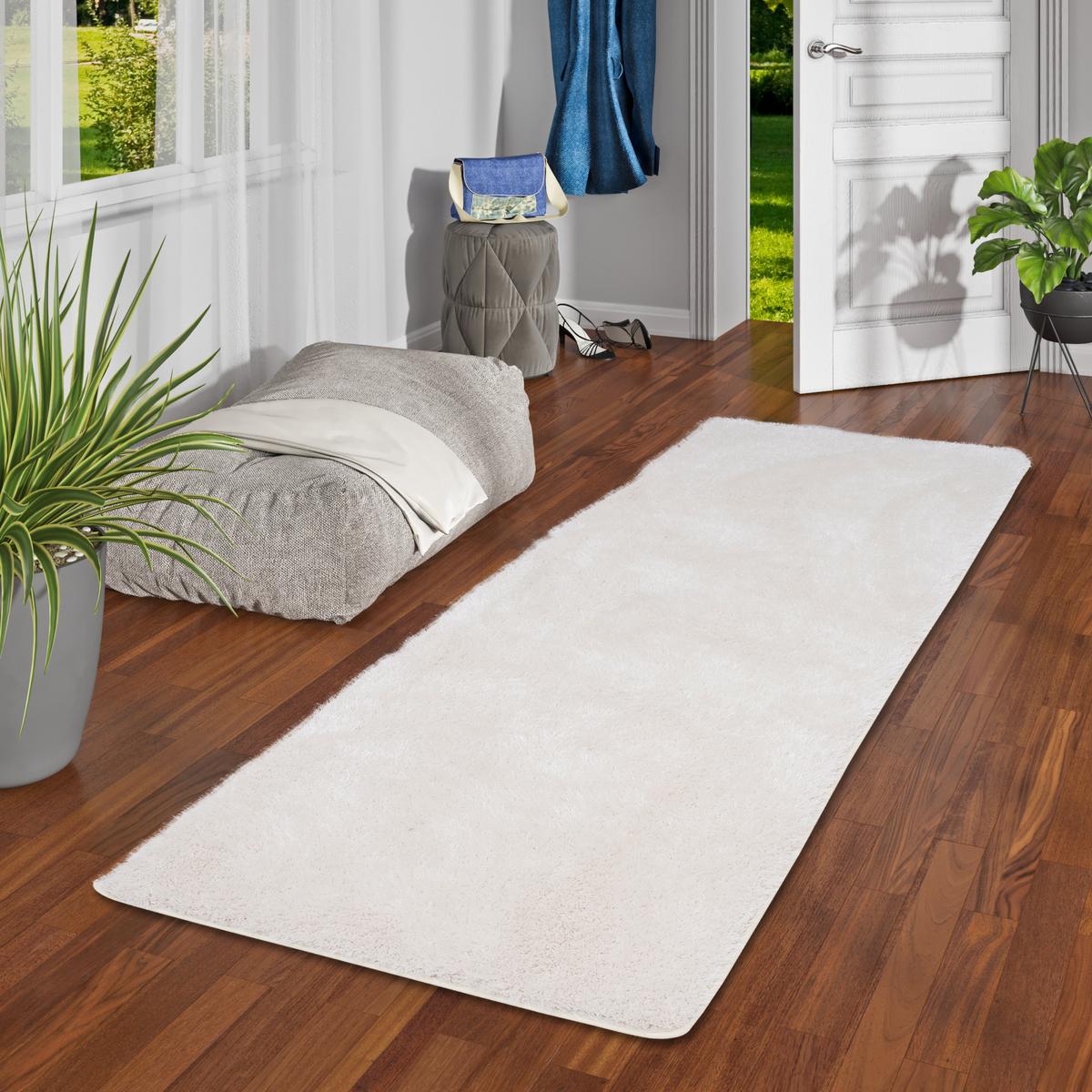 HOCHFLOR SHAGGY TEPPICH FEELING MIX LÄUFER - Weiß, Textil (100/400cm) - Snapstyle