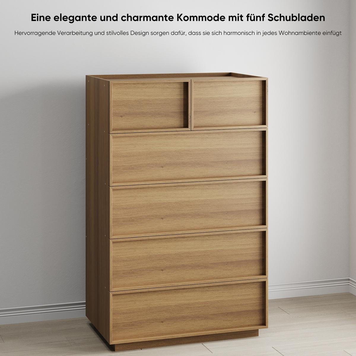 SIDEBOARD Holzfarbe & Schwarz 140cm mit 3D-Rautenmuster - Eichefarben, Holzwerkstoff (80/127/48cm) - Urban Meuble