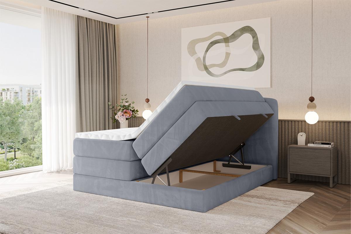 BOXBETT mit Matratze H3|H4 - NINA KING - 180x200 cm - Grau - Anthrazit, Holzwerkstoff (180/200cm) - ALTDECOR