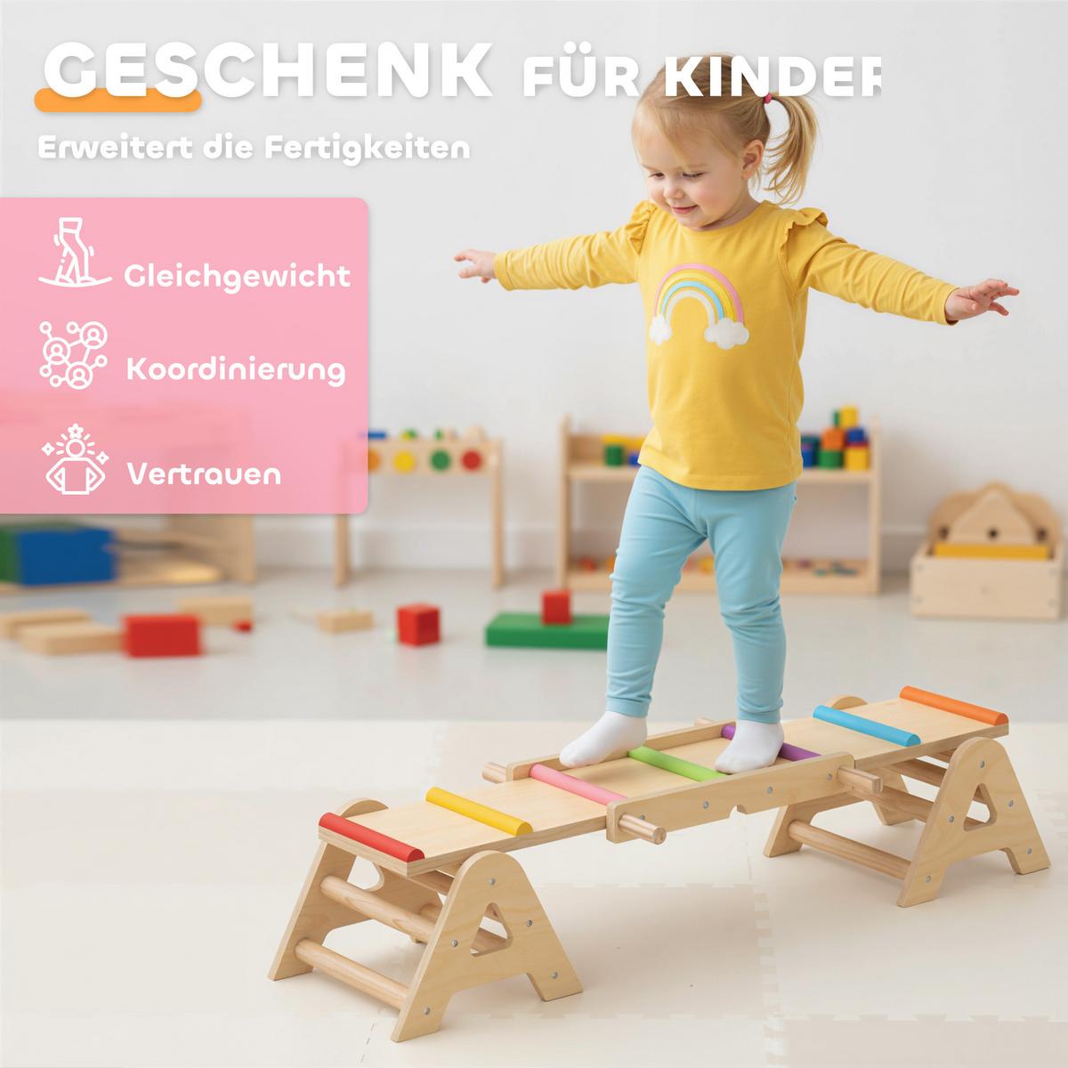 KINDERWIPPE Pappelholz Kiefernholz Mehrfarbig - Multicolor, Holz (38/133cm) - AIYAPLAY