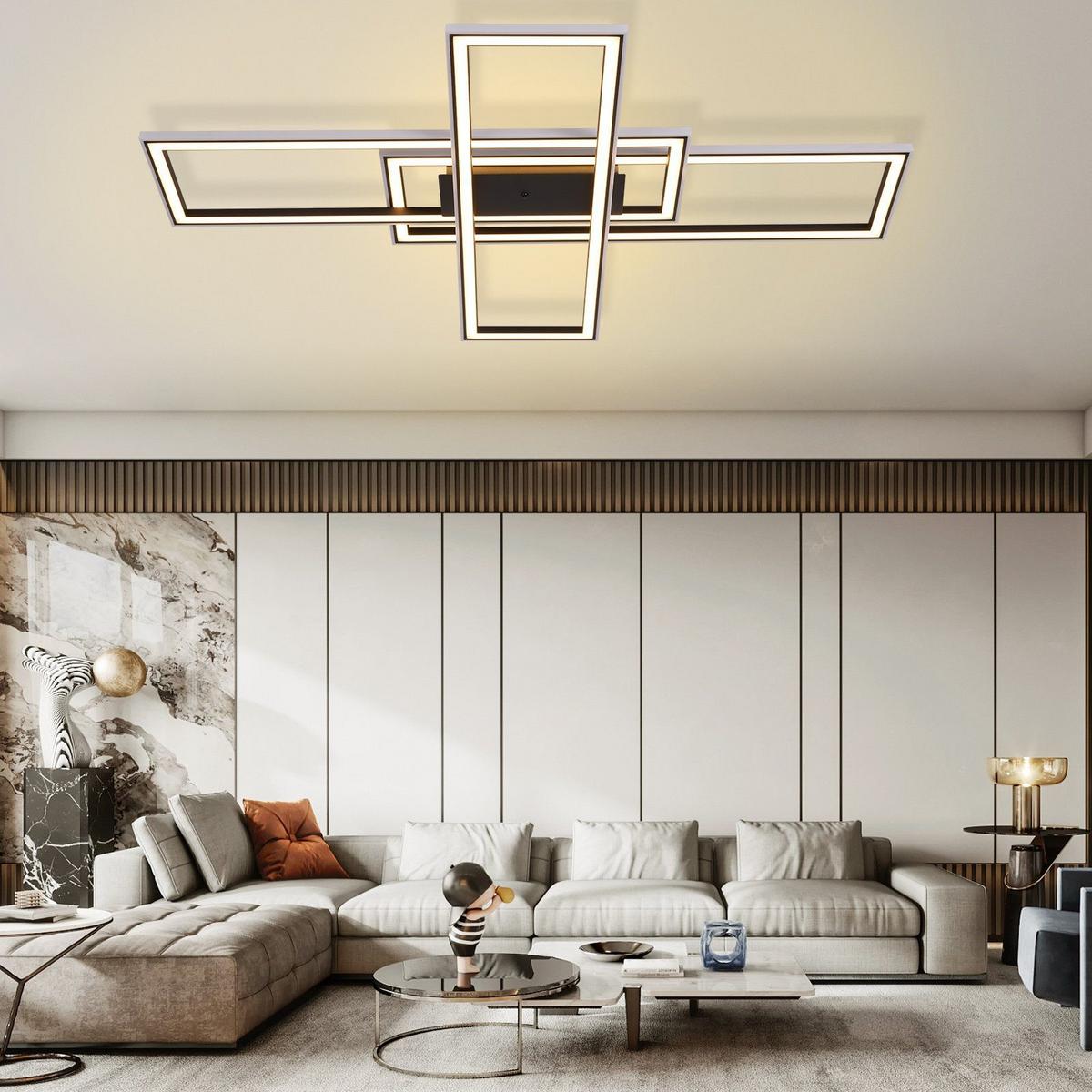 LED-DECKENLEUCHTE Luiz 71/101.2/7cm - Schwarz, Metall (101.2/71/7cm) - Nettlife