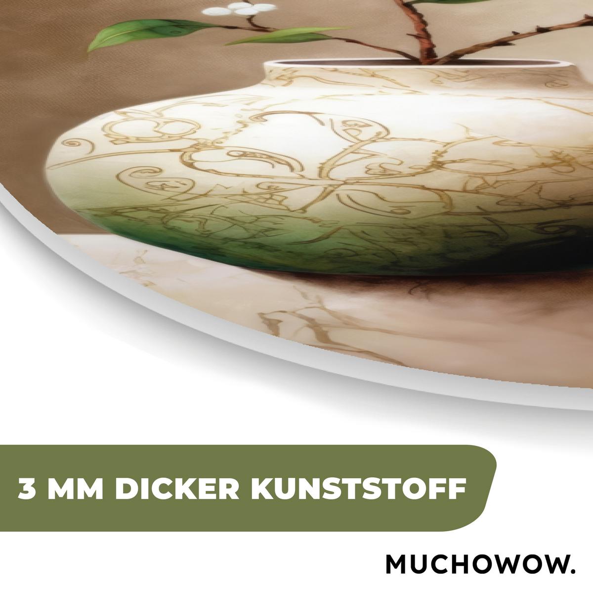 WANDBILD Blumen - Vase - Weiß - Botanisch - Beige Deko Groß 80x120 cm - Ecru, Kunststoff (80/120cm) - MuchoWow