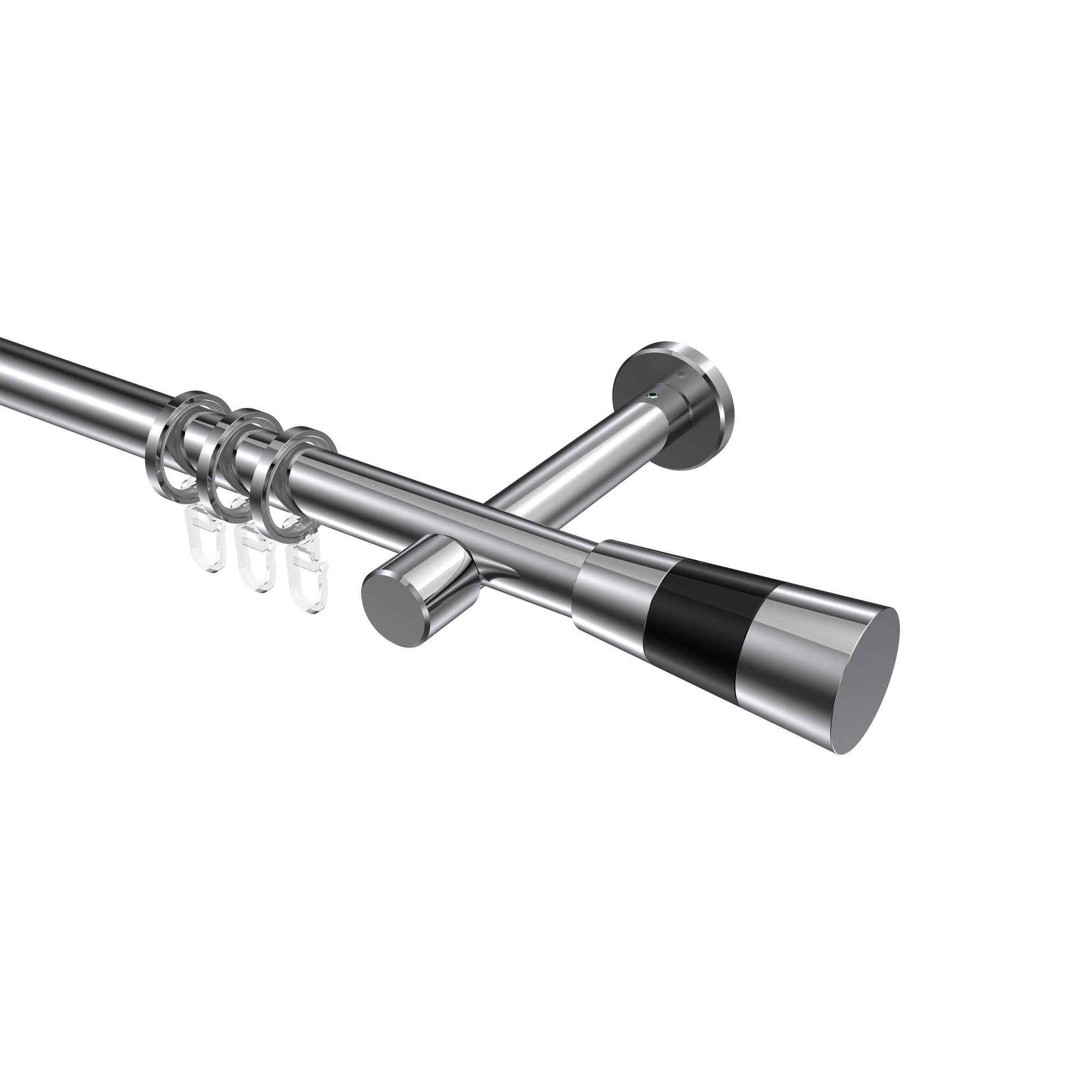GARDINENSTANGE Prestige Tanara 100 cm, 1-läufig, 20 mm Ø Chrom - Chromfarben/Schwarz, Metall (100cm) - INTERDECO