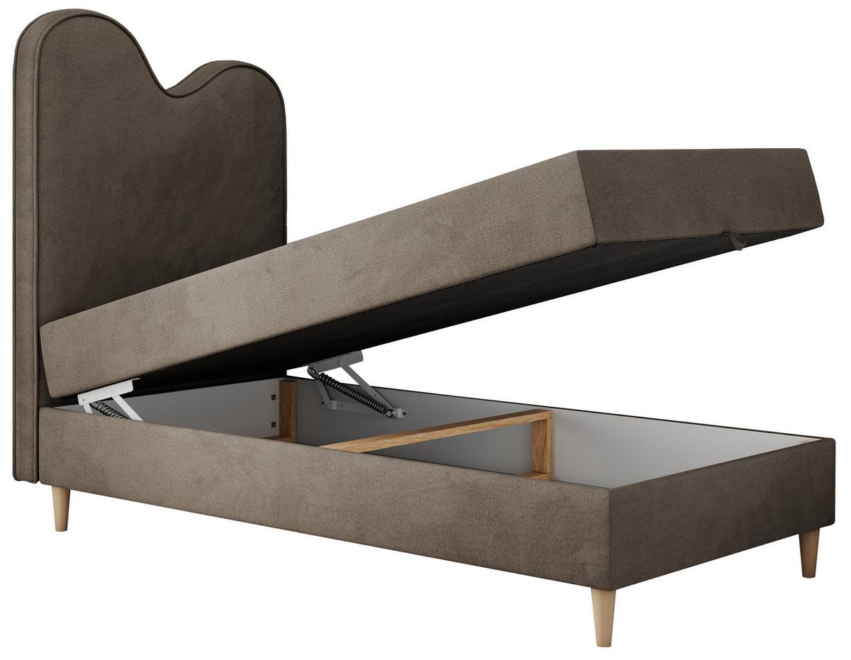 BOXBETT FLOW 90/180 Braun Velvet hydrophob - H3 - Braun, Holz/Textil (90/180cm) - MKS