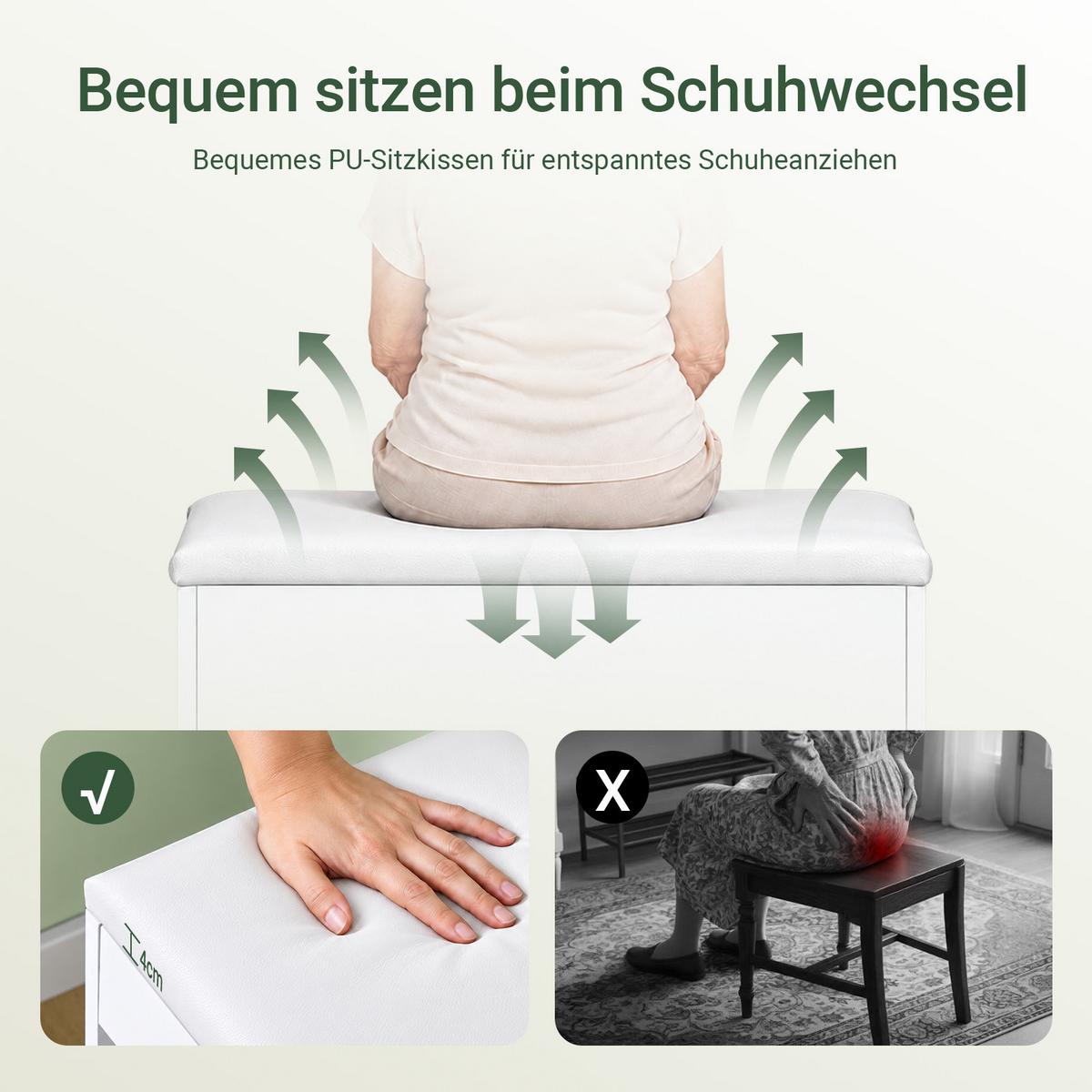 SCHUHBANK Weiß - Weiß, Holzwerkstoff (60/44/30cm) - SoBuy