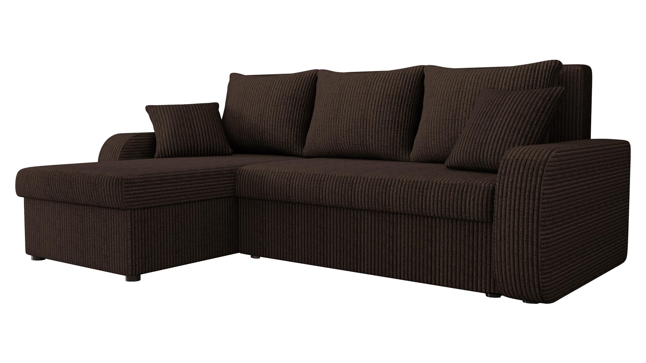 ECKSOFA Kris Cord - Nussbaumfarben/Schwarz, Holz/Kunststoff (238/147cm) - MIRJAN24