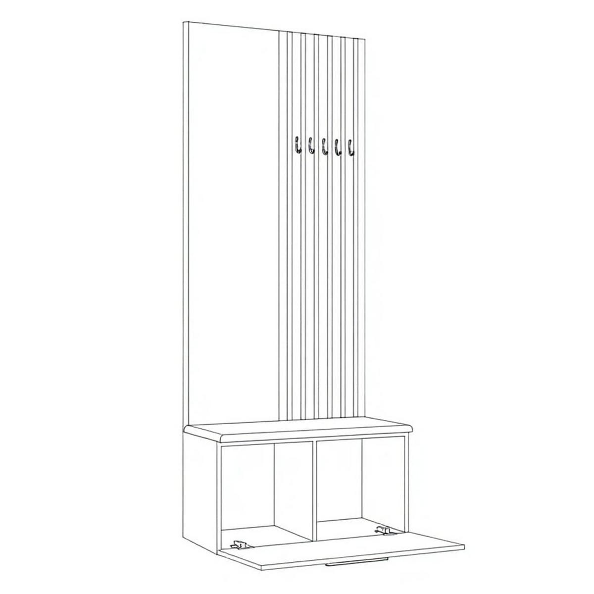 GARDEROBENSCHRANK MODULO 80,6/204/40 cm Modern Garderobe-Set Weiß - Schwarz/Weiß, Holzwerkstoff (80.6/204/40cm) - MASSENO