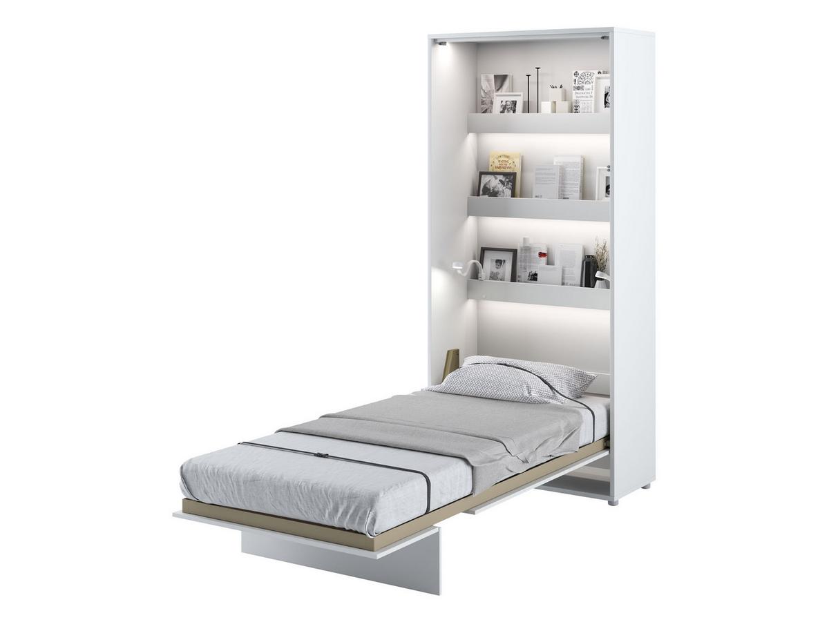 SCHRANKBETT Bed-Concept BC-03 90x200 mit zwei LED-Lampe - Weiß Hochglanz/Grau, Holz/Holzwerkstoff (90/200cm) - MIRJAN24