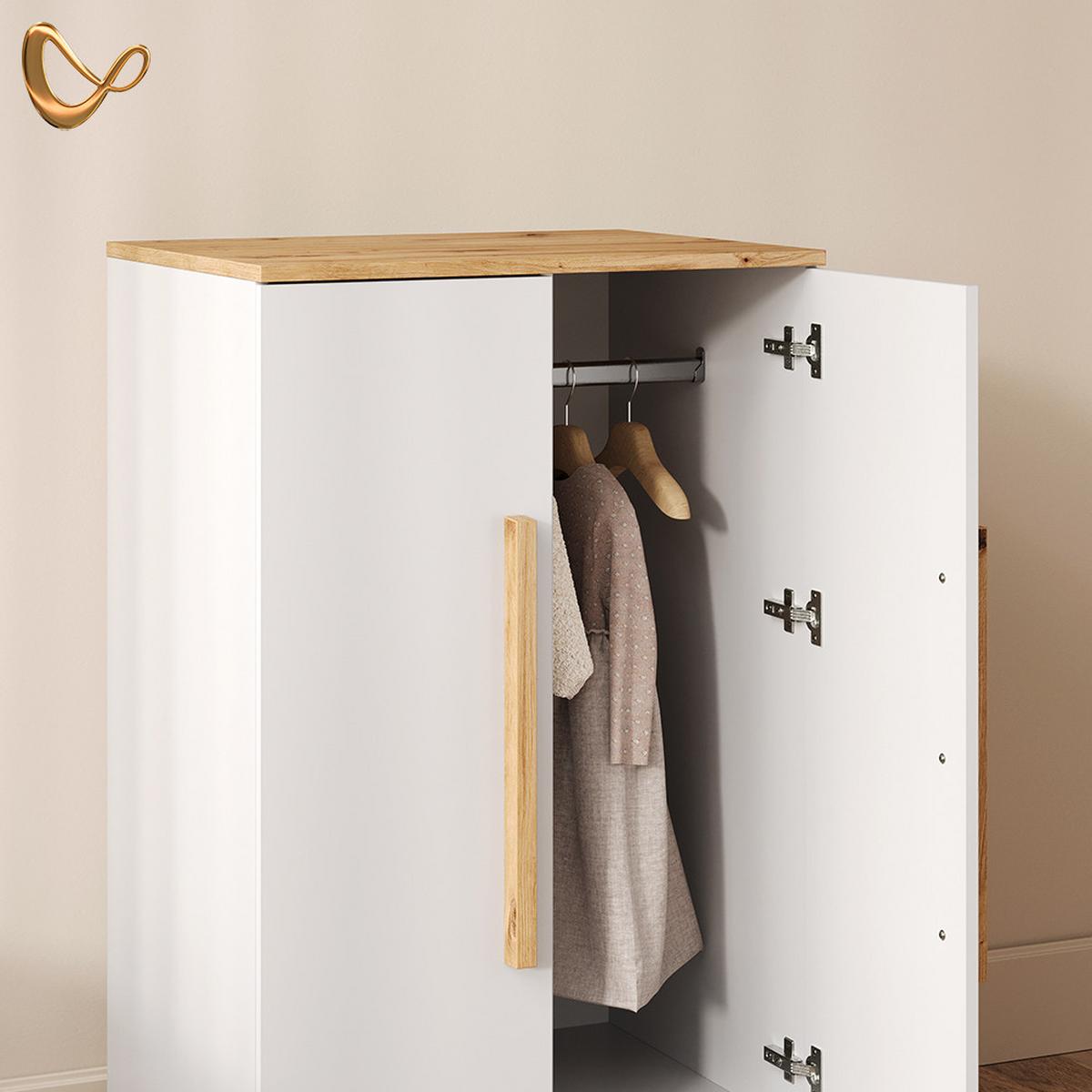 KINDERKLEIDERSCHRANK Mailo Weiß/Artisan 70 x 120 cm - Weiß/Eiche Artisan, Holzwerkstoff (70/120/53.4cm) - Livinity®