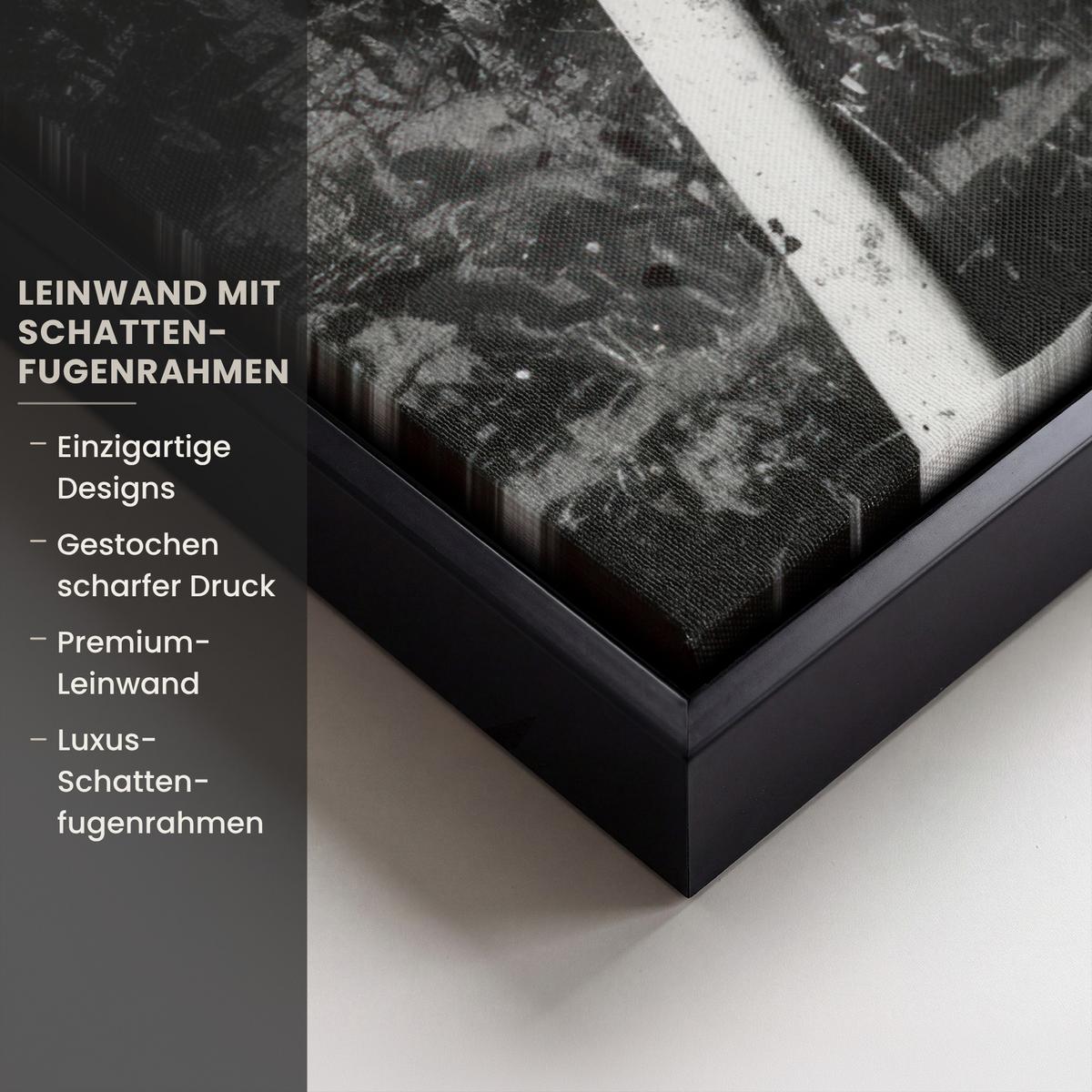 LEINWAND Bilder mit Rahmen - Gesicht - Mund - Graffiti - Schwarz - 60x80 - Schwarz, Textil (60/80cm) - MuchoWow