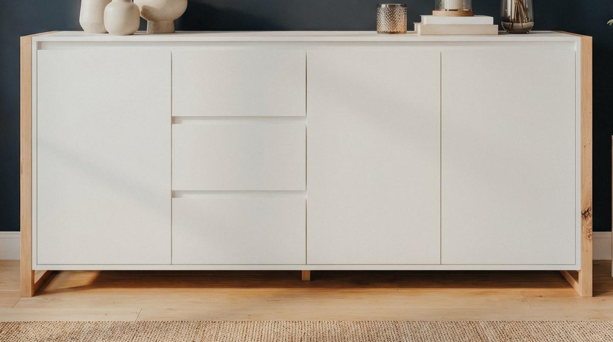 SIDEBOARD weiß, Eiche Artisan 160 x 88 cm, Kommode mit viel Stauraum - Weiß/Eiche Artisan, Holzwerkstoff (160/88/40cm) - Furn.Design