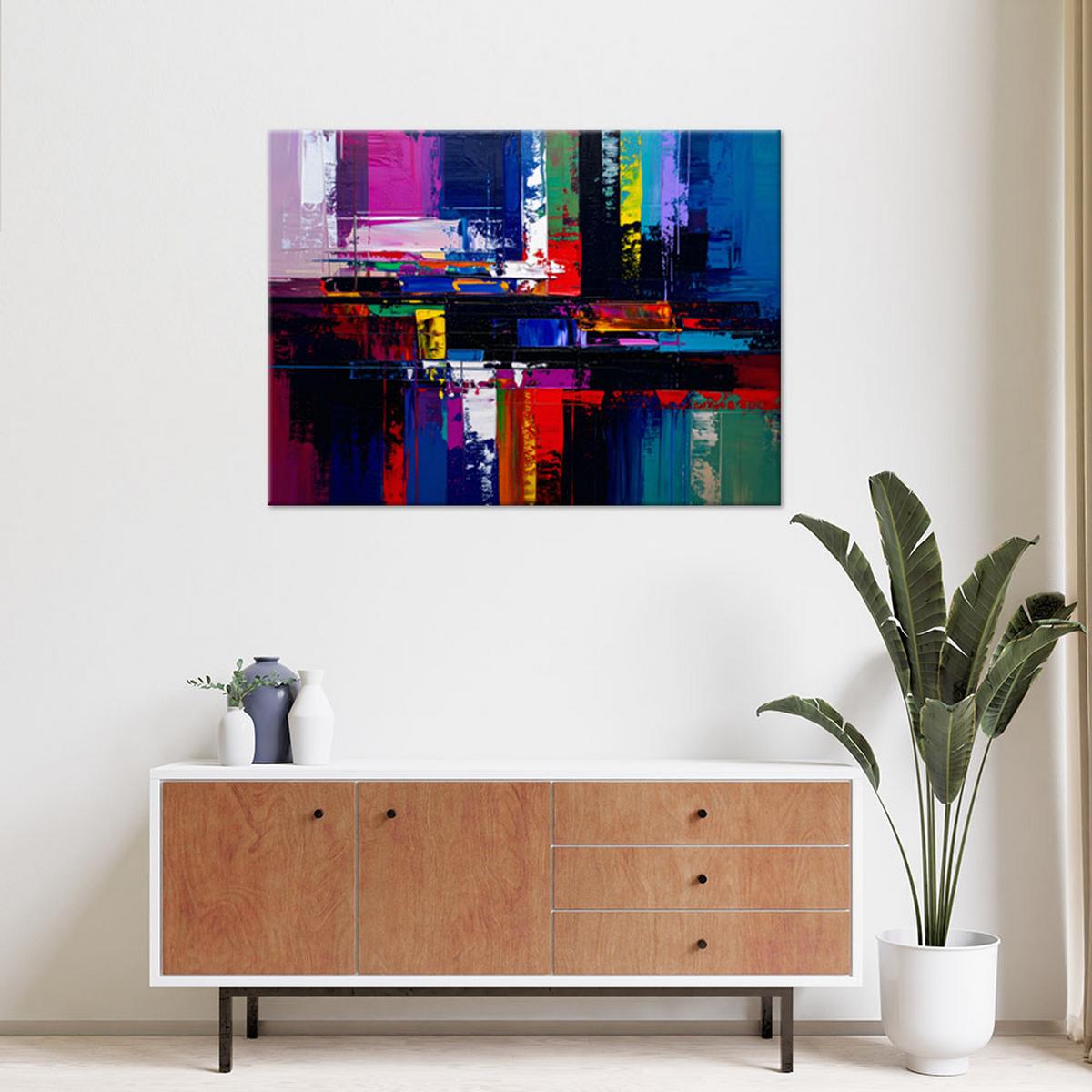 LEINWANDBILD bunte Abstrakt Imitation von Farbe 90x60cm - Multicolor, Textil (90/60cm) - Feeby