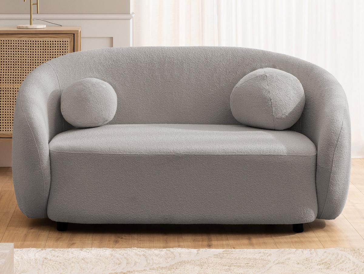 2-SITZER-SOFA Roundi Grau Bouclé - Schwarz/Grau, Holz/Kunststoff (150/76/80cm) - S-Style Möbel