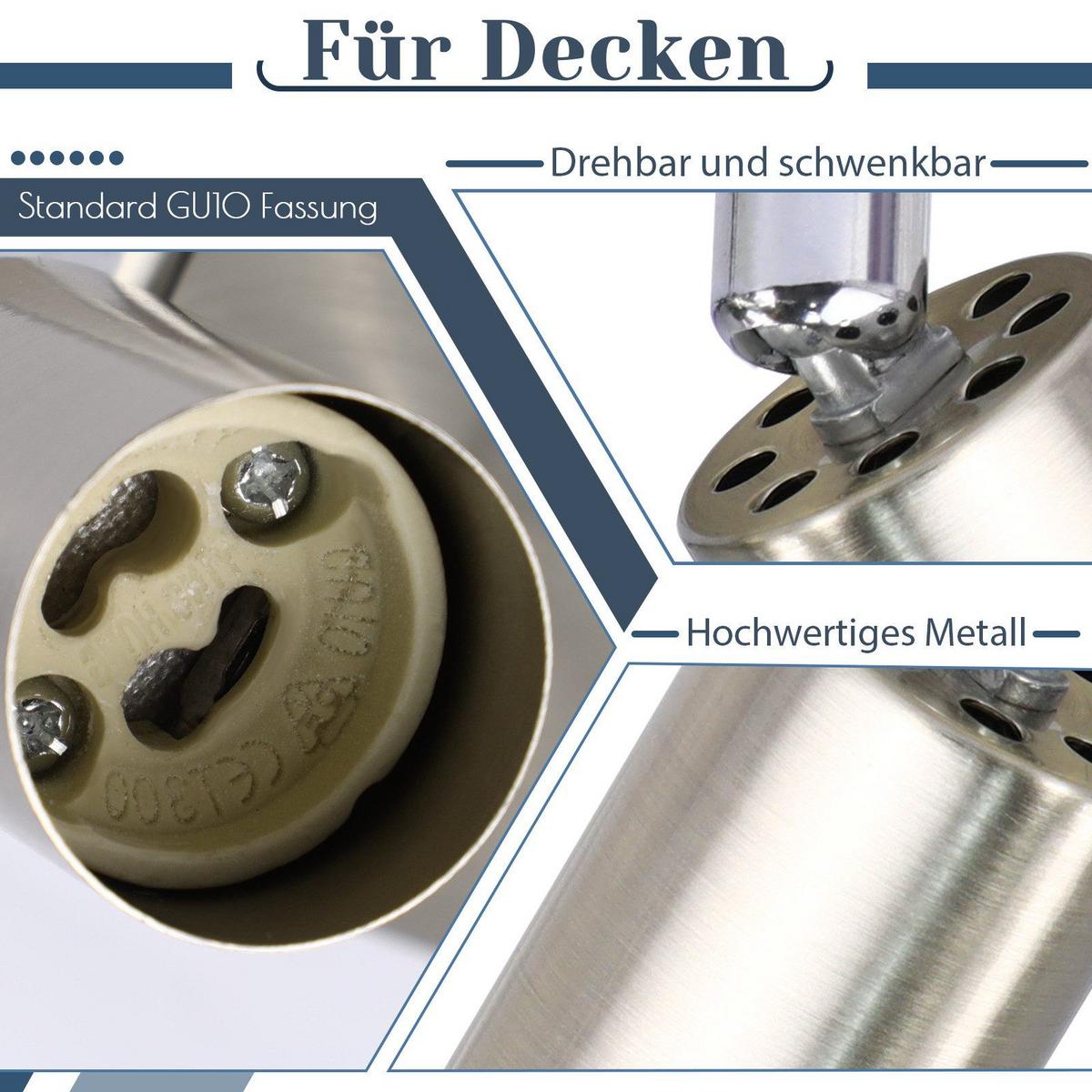 DECKENSTRAHLER Bamberg 3-flammig 15/15/10.4 cm - Silberfarben, Metall (15/15/10.4cm) - Nettlife