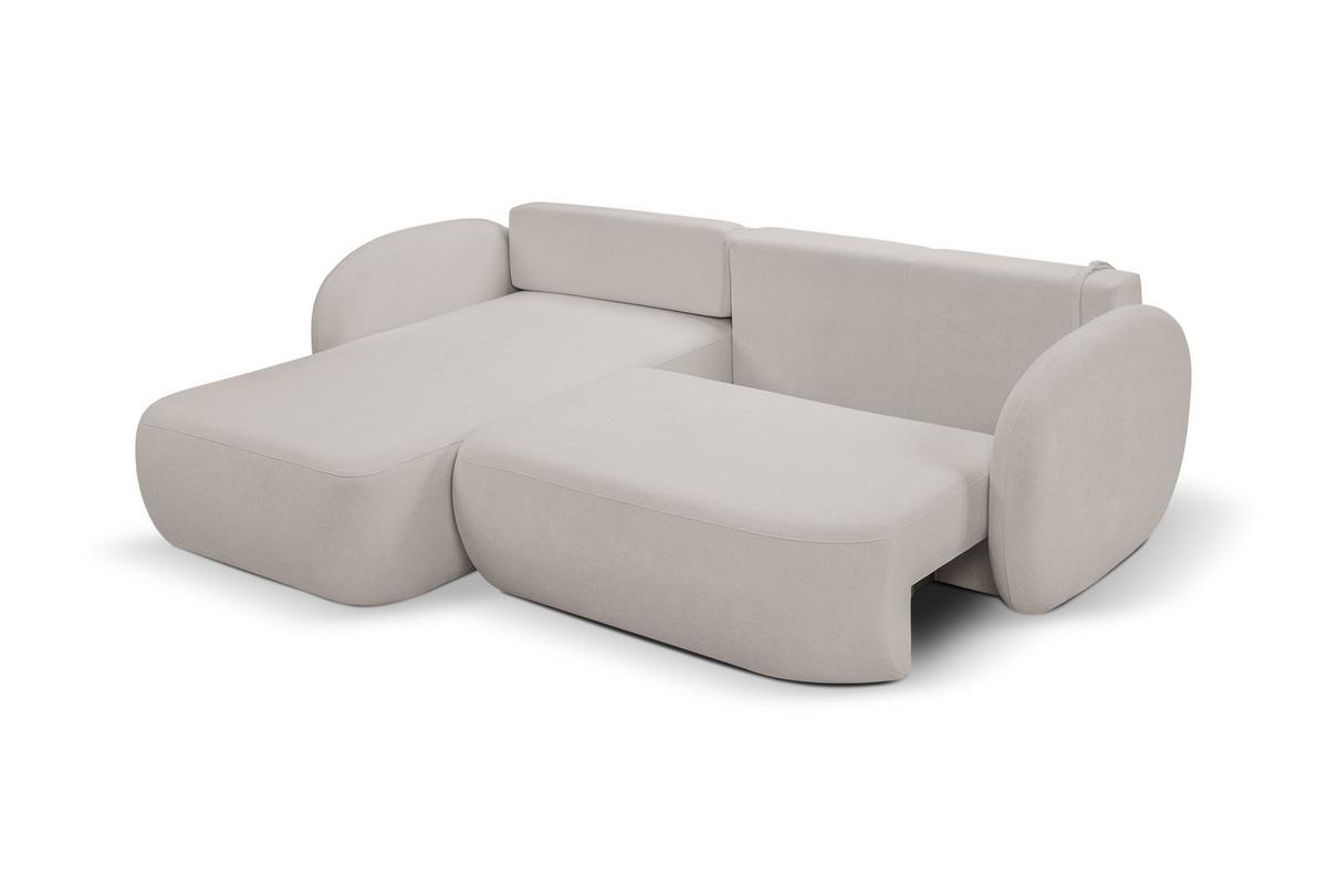 ECKSOFA AMICO L-S Hellgrau Geflochtener Stoff mit Schlaffunktion - Hellgrau, Holz (248/174cm) - MASSENO