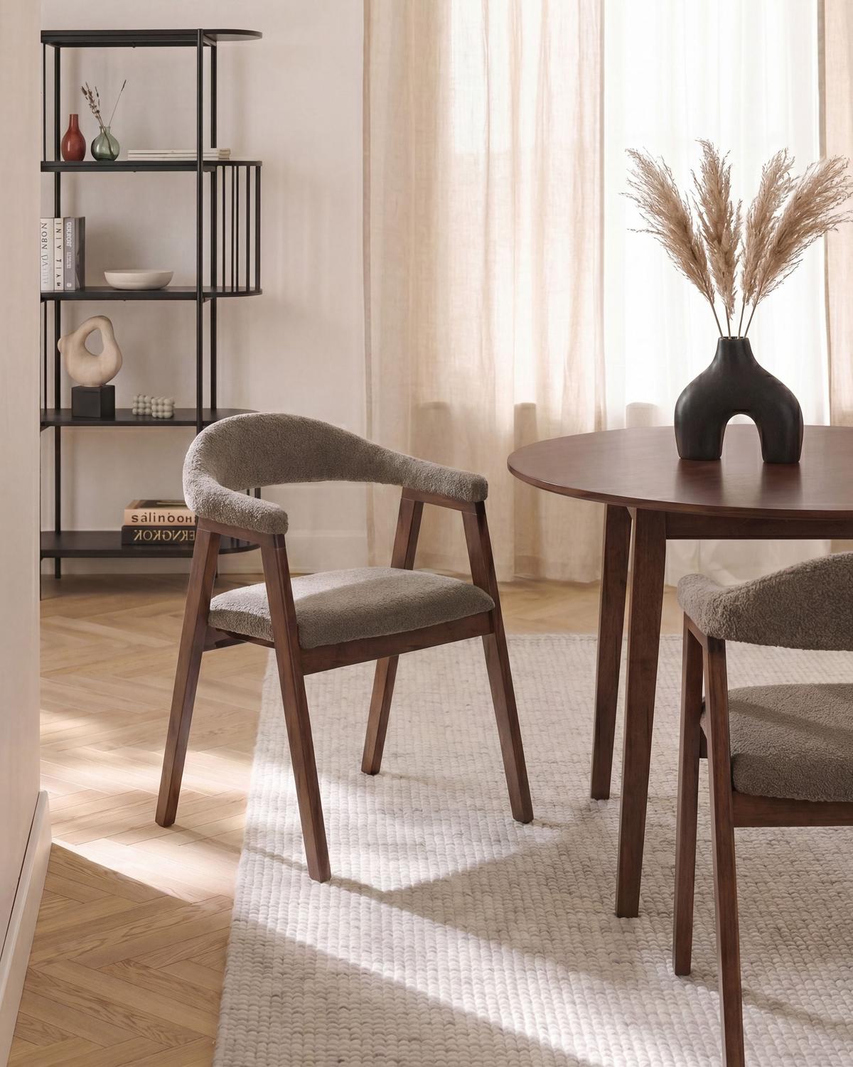 ESSZIMMERSTUHL 2er Set Holz Braun/Taupe Oneco - Taupe, Holz (56/72/62cm) - Beliani