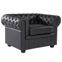 SESSEL Leder schwarz Chesterfield - Schwarz/Braun, Leder (108/70/77cm) - Beliani