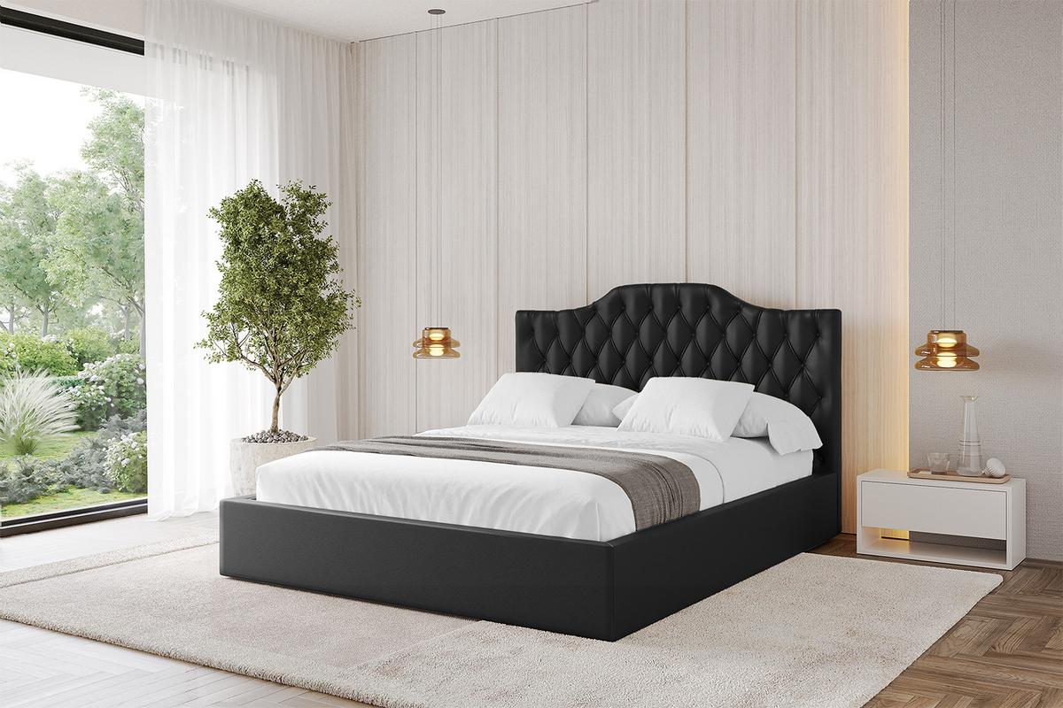 POLSTERBETT mit Bettkasten und Lattenrost, Boxbett ohne Matratze - FALIO 120x200 Schwarz Kunstleder - Schwarz Hochglanz, Holzwerkstoff/Textil (120/200cm) - ALTDECOR