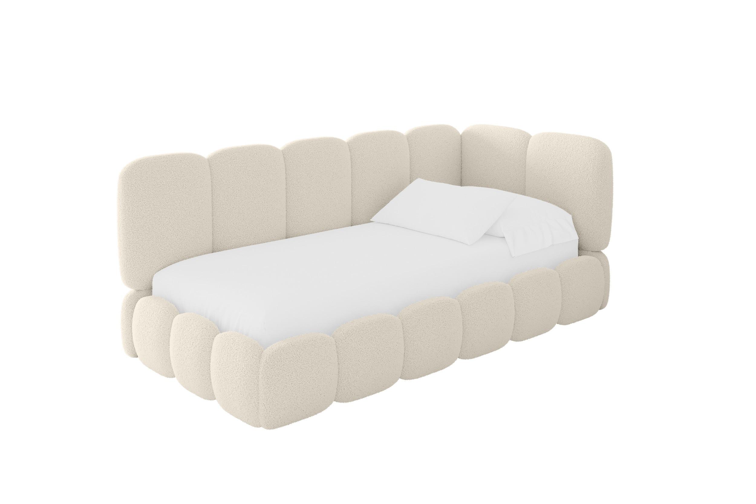 EINZELLBETT Jugendbett mit Bettkasten und Matratze H3/H4, Links - AVRY 90x200 Beige - Champagner/Beige, Holzwerkstoff/Textil (90/200cm) - ALTDECOR