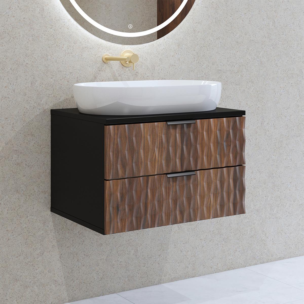 WASCHTISCHUNTERSCHRANK 63cm Nevia Holz und Schwarz - Schwarz, Holzwerkstoff (63/40/48cm) - Petits-meubles